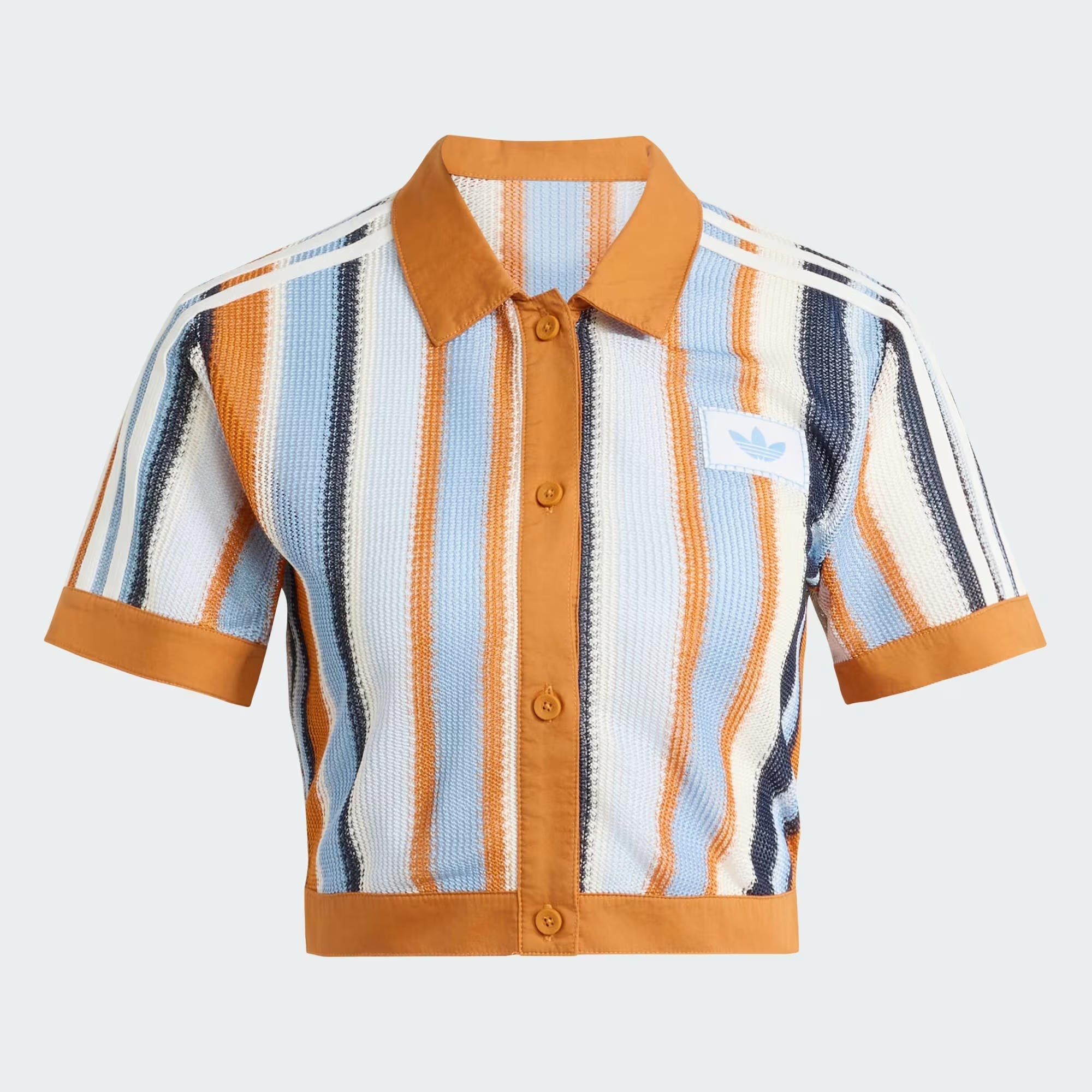 adidas Summer Glow Striped Cropped Polo Kadın Tişört