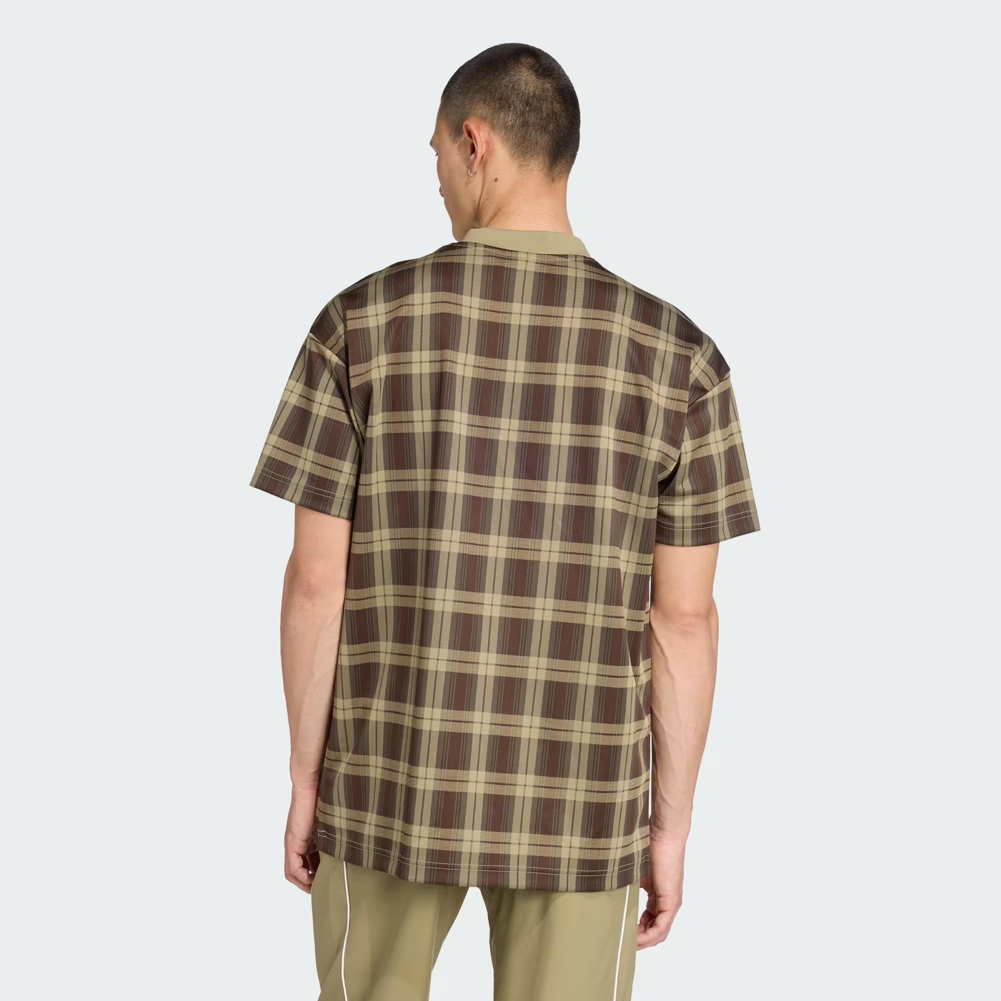adidas Tartan All Over Print Loose Erkek Tişört