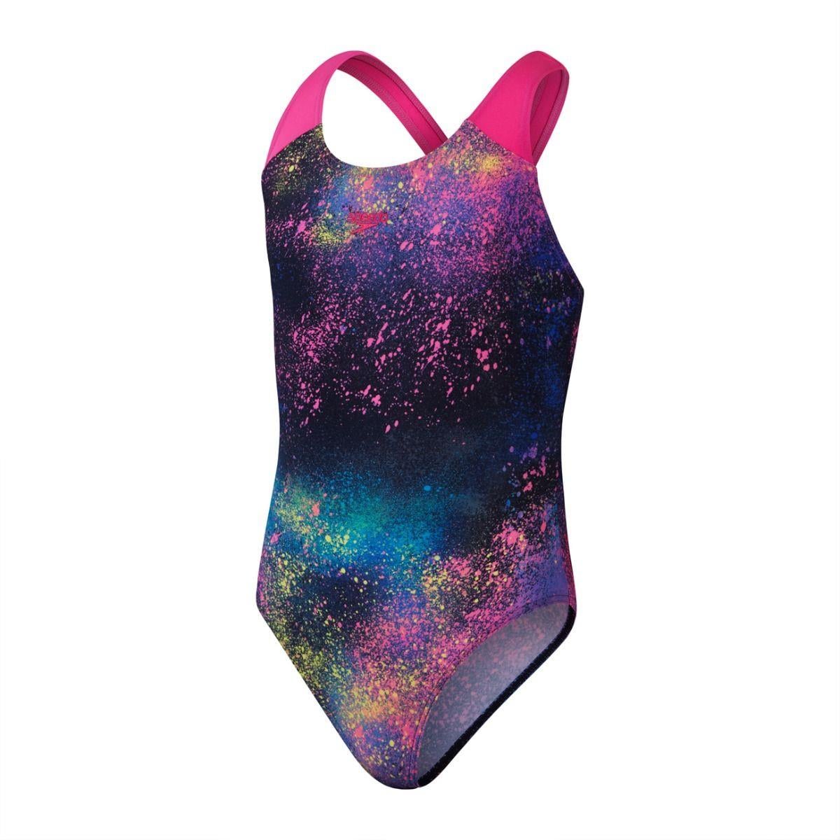 Speedo Girls Digital Allover Splashback Çocuk Yüzücü Mayosu