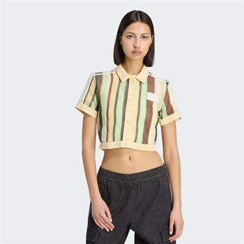 adidas Summer Glow Striped Cropped Polo Kadın Tişört