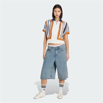 adidas Summer Glow Striped Cropped Polo Kadın Tişört