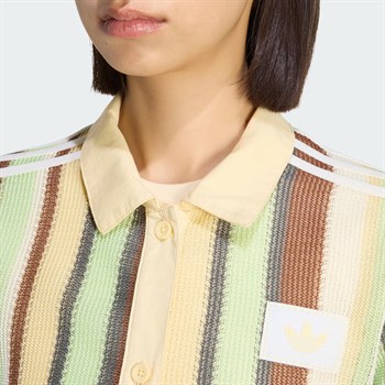 adidas Summer Glow Striped Cropped Polo Kadın Tişört