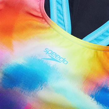 Speedo Girls Digital Allover Splashback Çocuk Yüzücü Mayosu