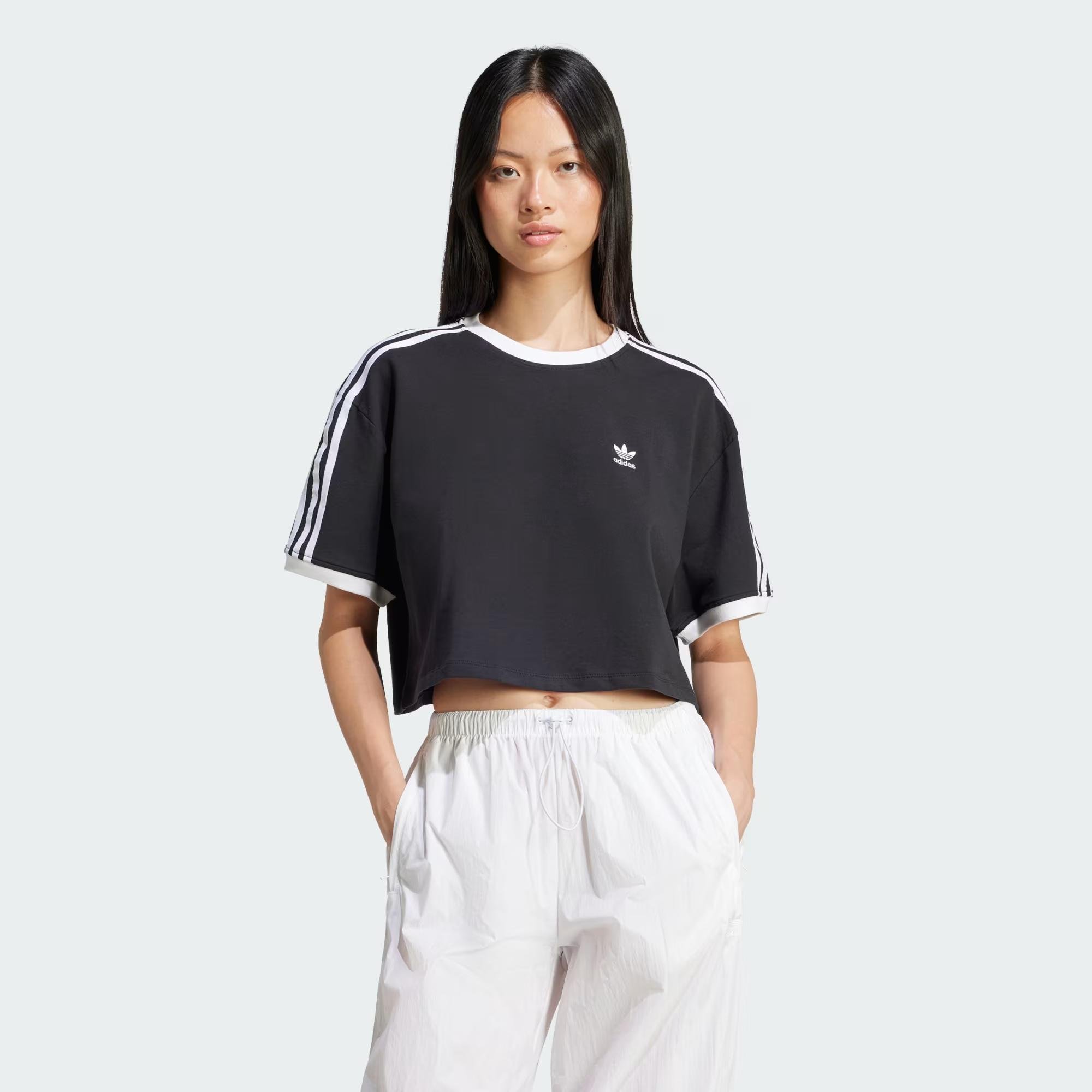 ★ adidas★ 3S loose crop tee white JC8150 Adidas 3-Stripes Loose Cropped Tee – DTLR
