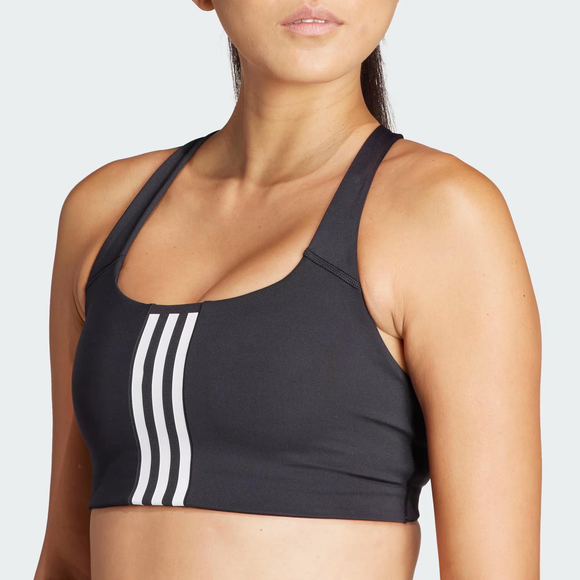 adidas Powerimpact Training Medium-Support 3-Stripes Sporcu Sütyeni - Gri