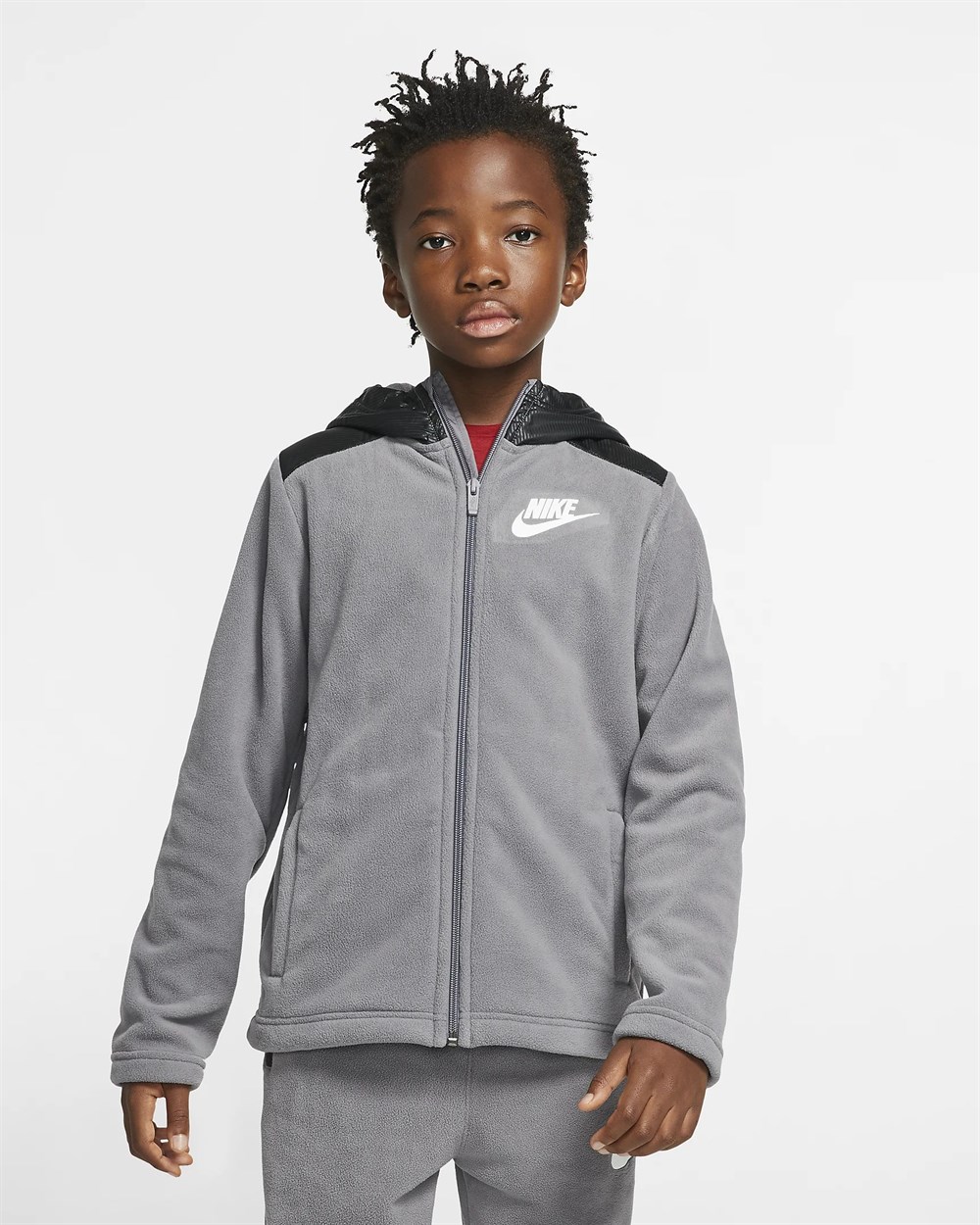 Nike FLEECE PO HOODIE & JOGGER 2PC SET Black - BLACK / LT SMOKE GREY