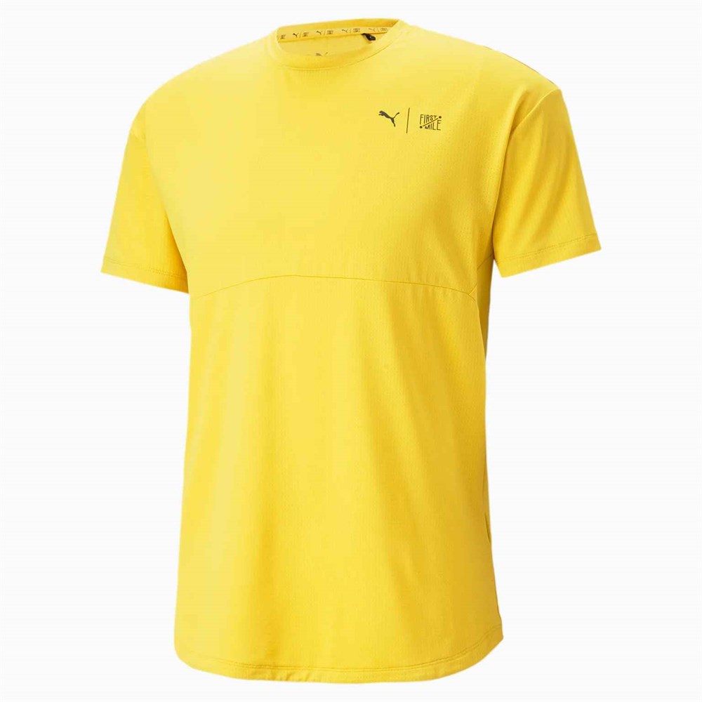 First 37646 Puma First Mile Commercial Tee Fresh Pear Erkek Tişört 523227-41