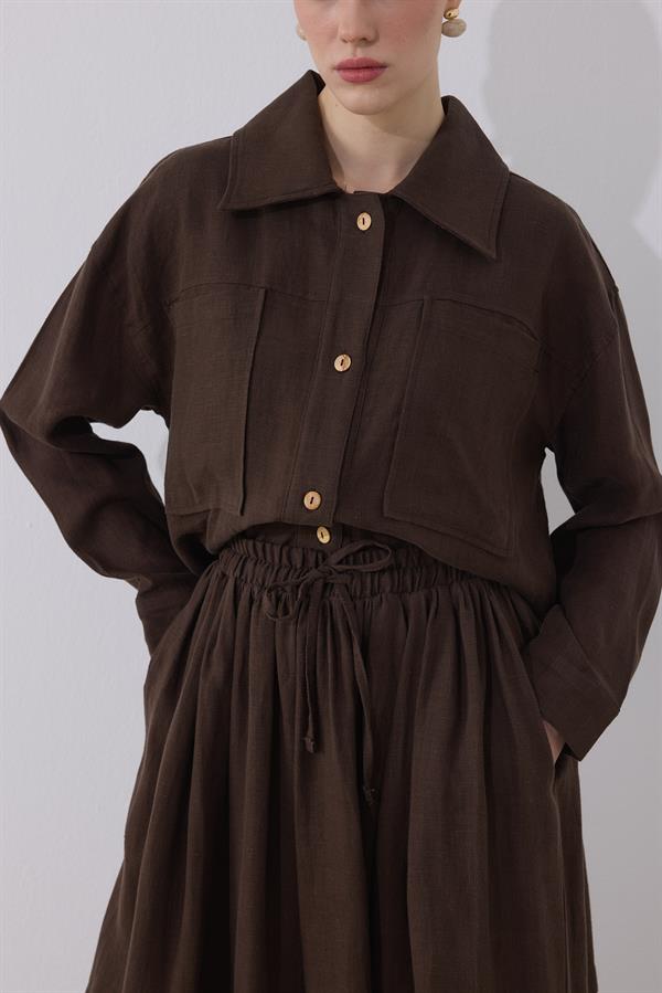 Ester Keten Takım Acı Kahve