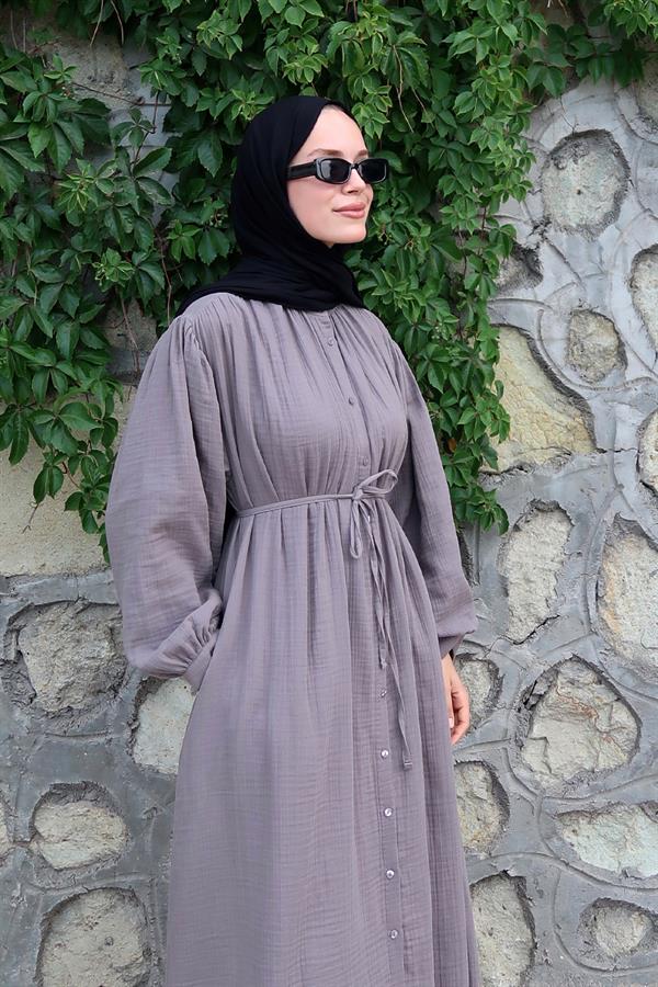 Teti Müslin Elbise Antrasit