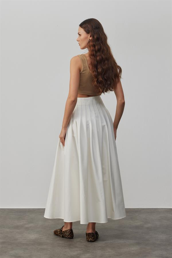 Luna Sık Pileli Etek Beyaz