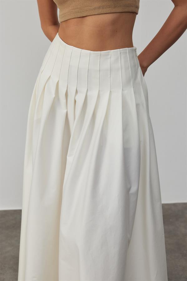 Luna Sık Pileli Etek Beyaz