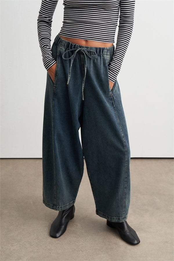 Beth Balon Paça Denim Pantolon Mavi