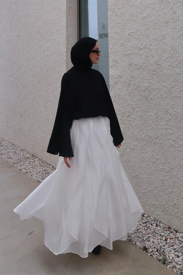 Beyaz Cosey Asimetrik Etek