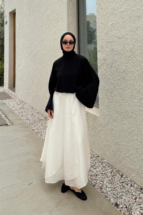 Beyaz Cosey Asimetrik Etek
