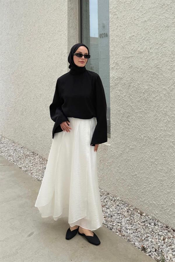 Beyaz Cosey Asimetrik Etek