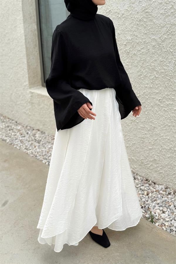 Beyaz Cosey Asimetrik Etek