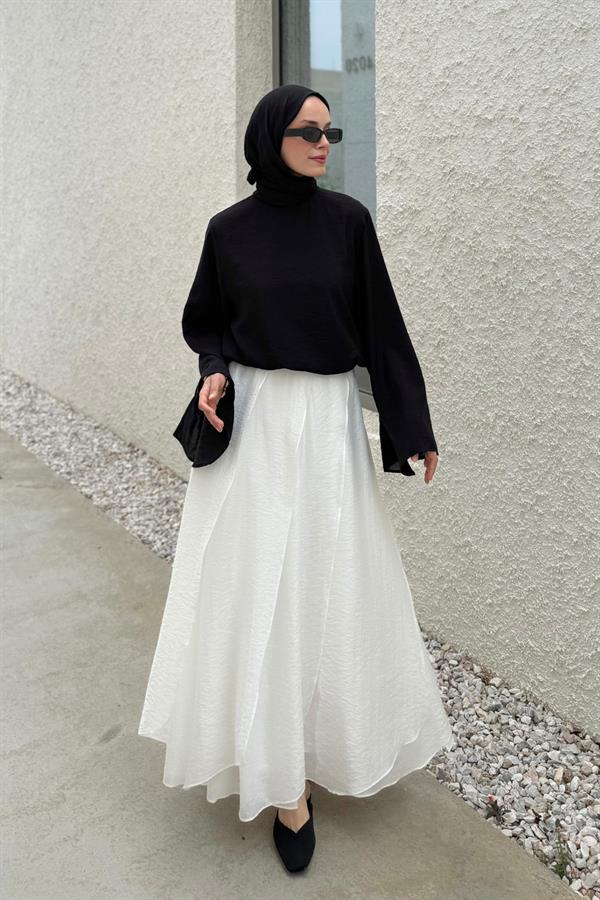 Beyaz Cosey Asimetrik Etek