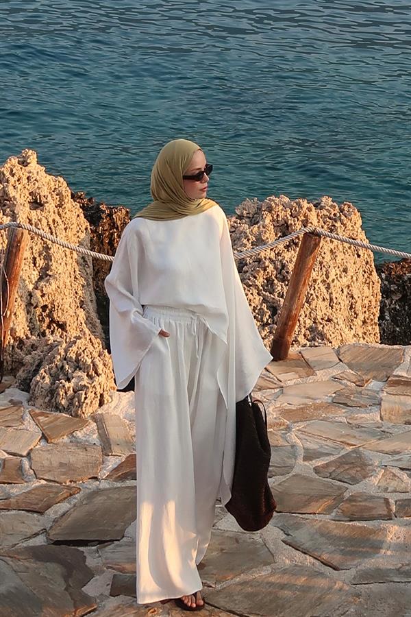 Beyaz Hanin Pantolon