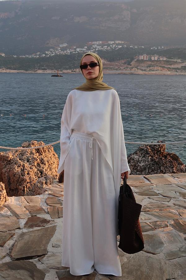 Beyaz Hanin Pantolon