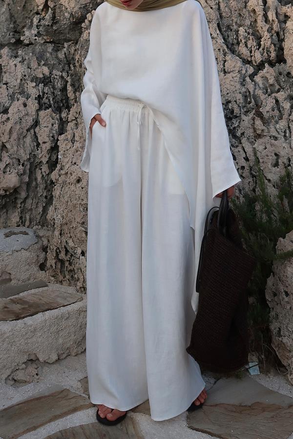 Beyaz Hanin Pantolon