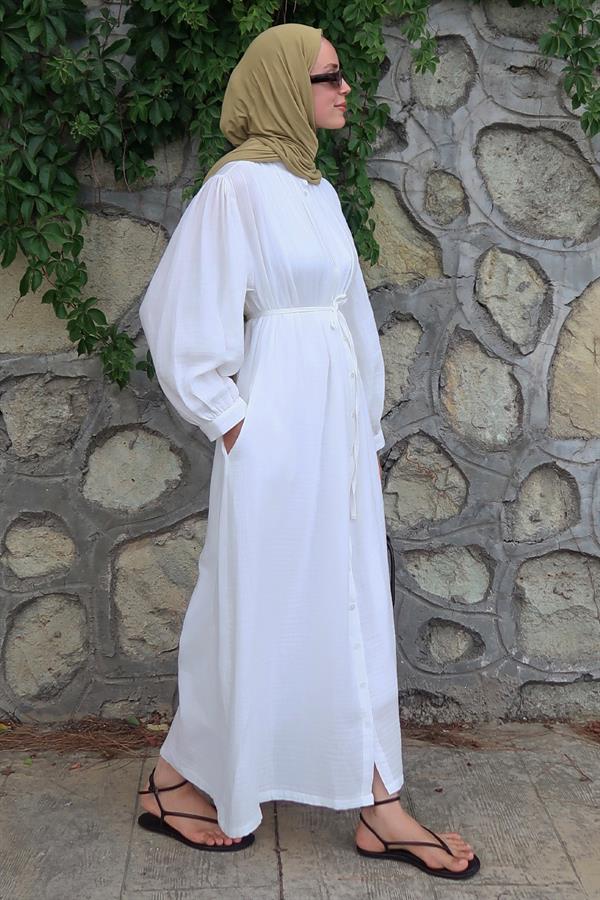 Teti Müslin Elbise Beyaz