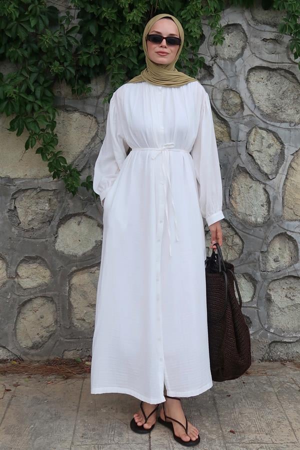 Teti Müslin Elbise Beyaz