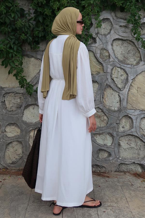 Teti Müslin Elbise Beyaz