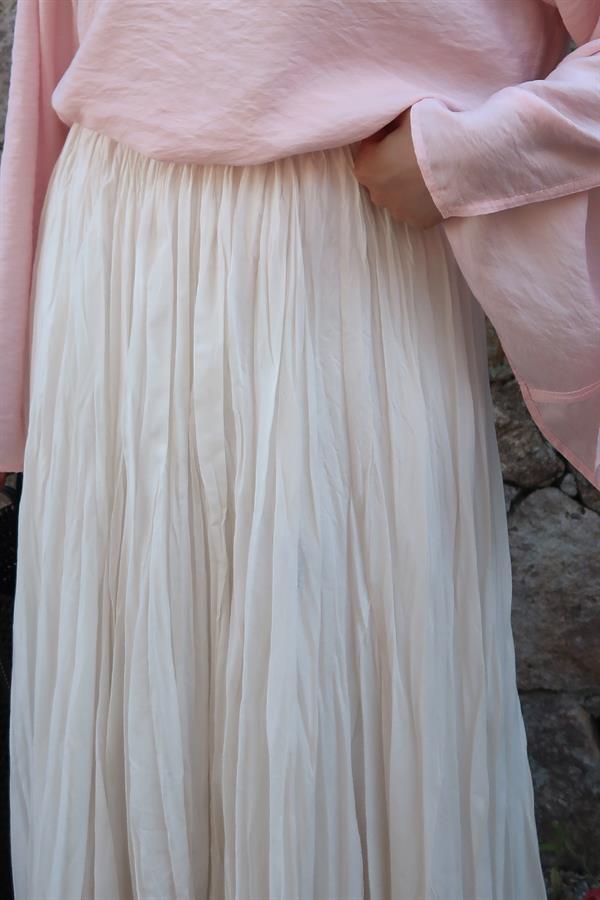 Beyaz Vual Crush Etek