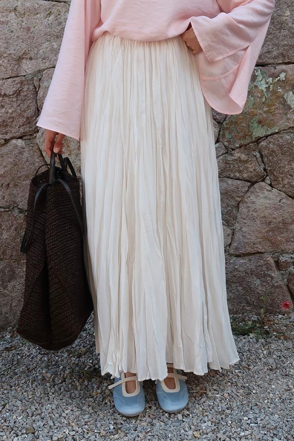 Beyaz Vual Crush Etek