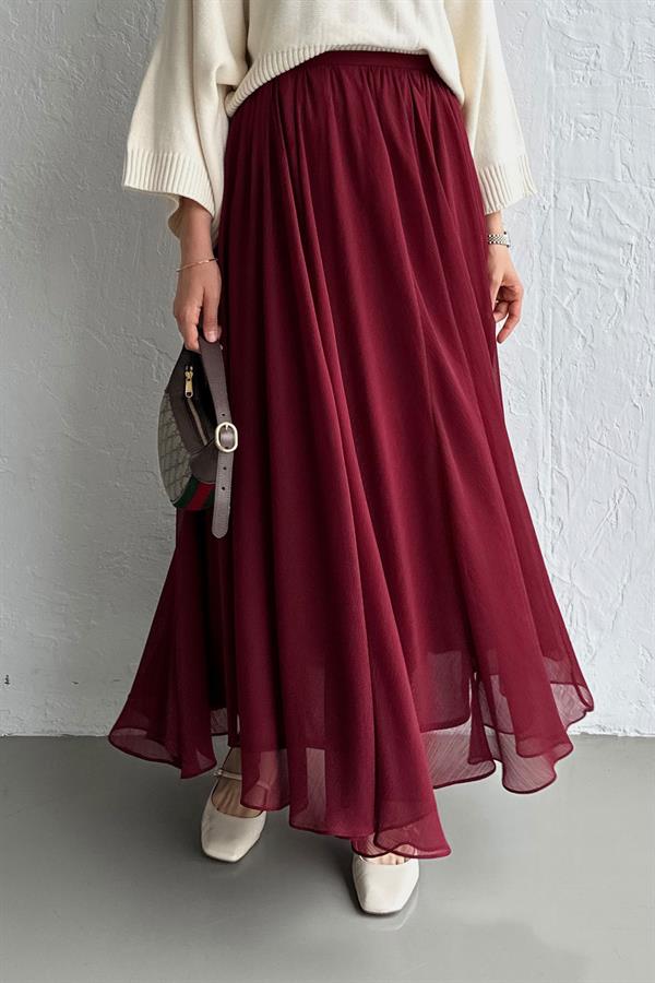 Dove Şifon Etek Bordo