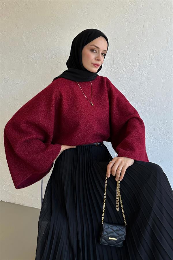 Scarlet Buklet Bluz Bordo