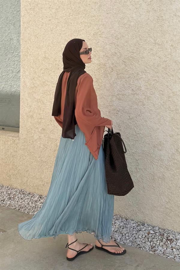 Bulut Mavisi Else Şifon Etek