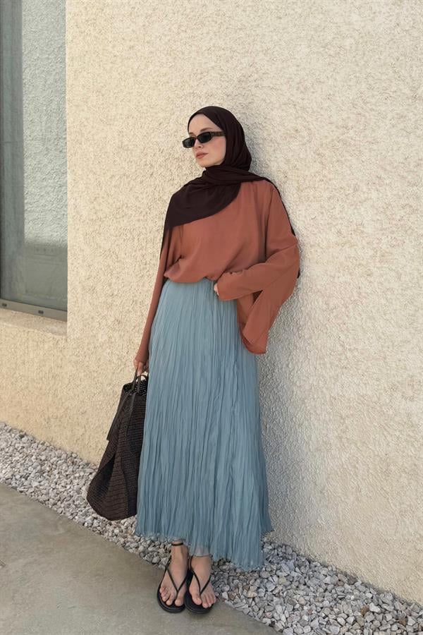 Bulut Mavisi Else Şifon Etek