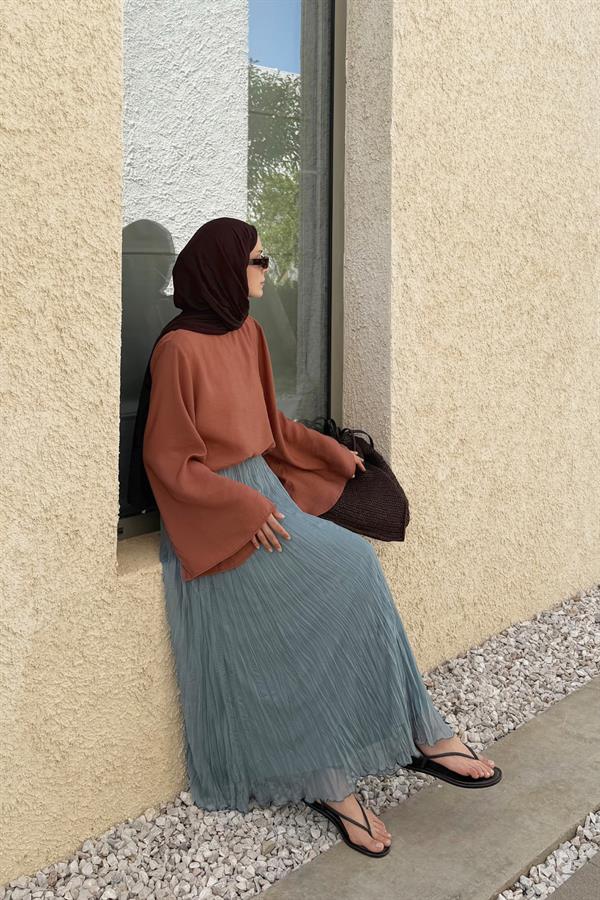 Bulut Mavisi Else Şifon Etek