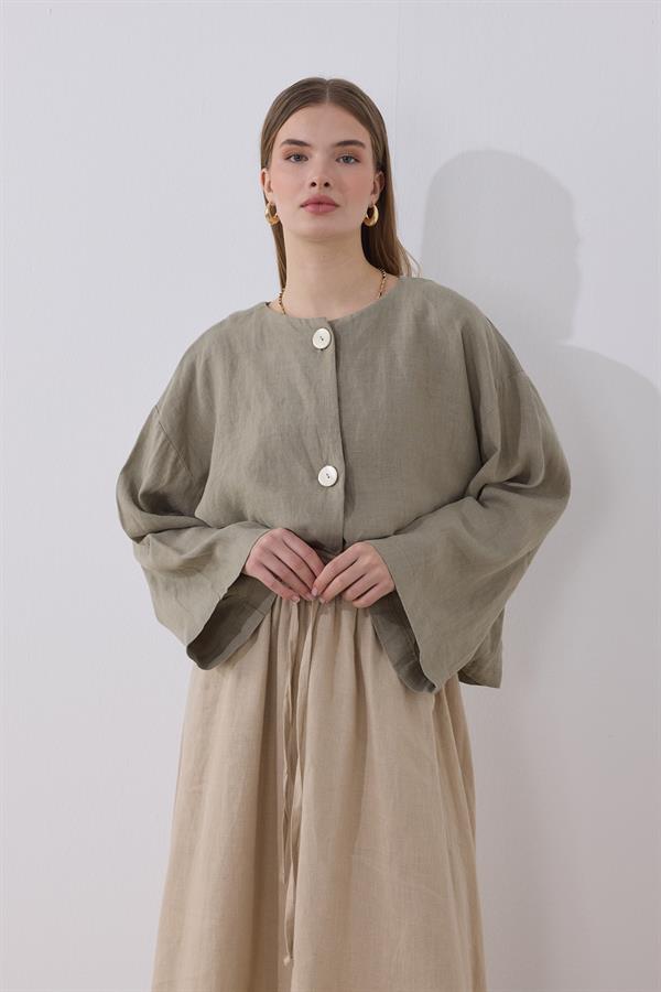 Mona Keten Ceket Çağla Yeşili