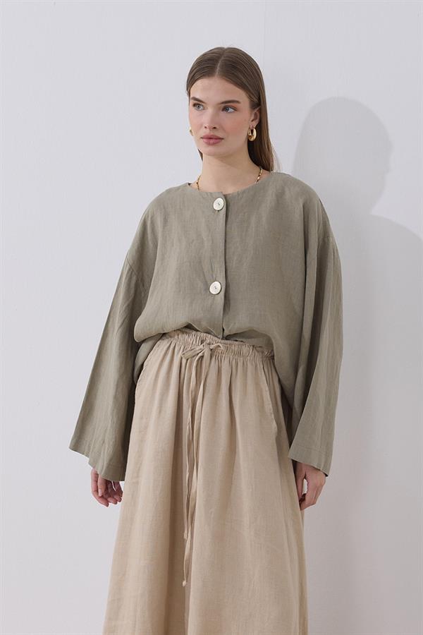 Mona Keten Ceket Çağla Yeşili