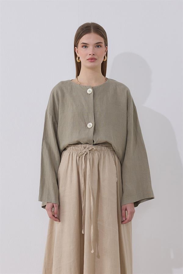 Mona Keten Ceket Çağla Yeşili