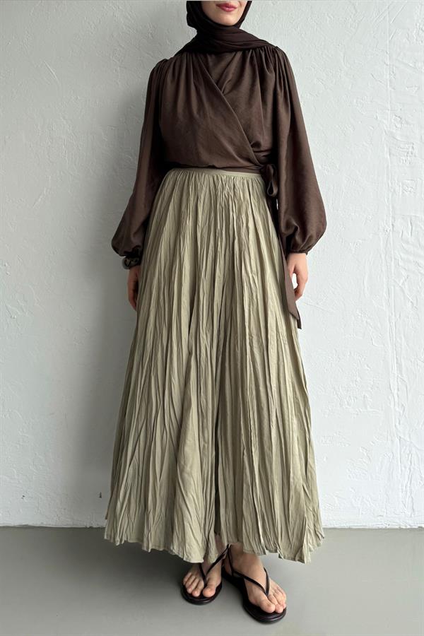 Çağla Yeşili Vual Crush Etek