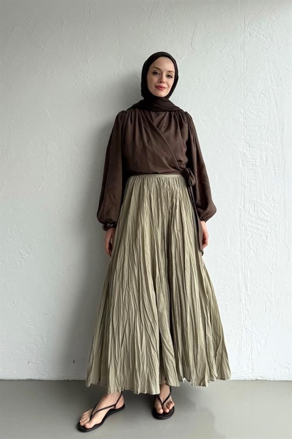 Çağla Yeşili Vual Crush Etek