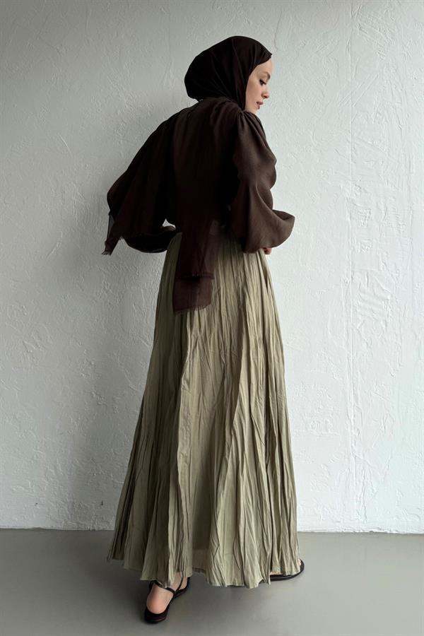 Çağla Yeşili Vual Crush Etek