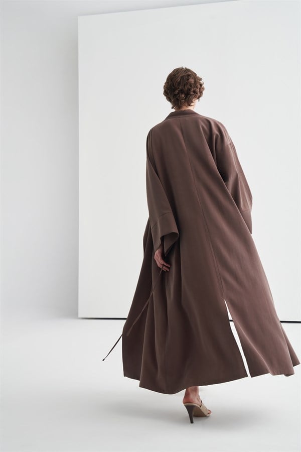 Carmen Bağlama Detaylı Kimono Kahve