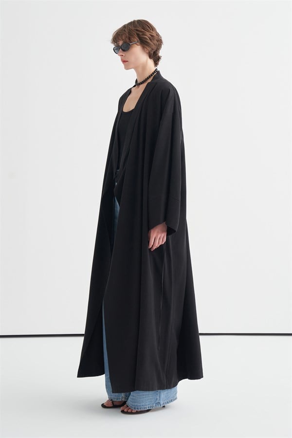 Carmen Bağlama Detaylı Kimono Siyah