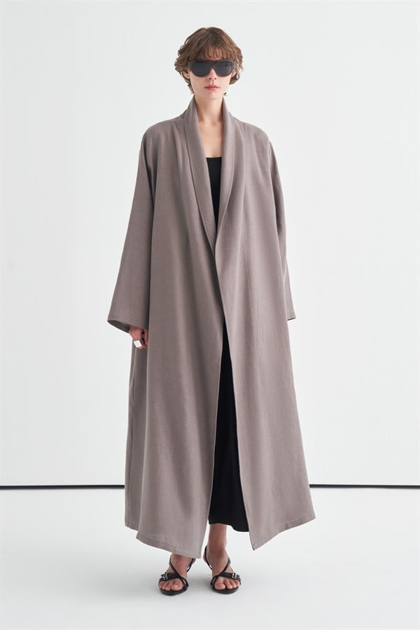 Celes Collar Detail Linen Kimono Anthracite