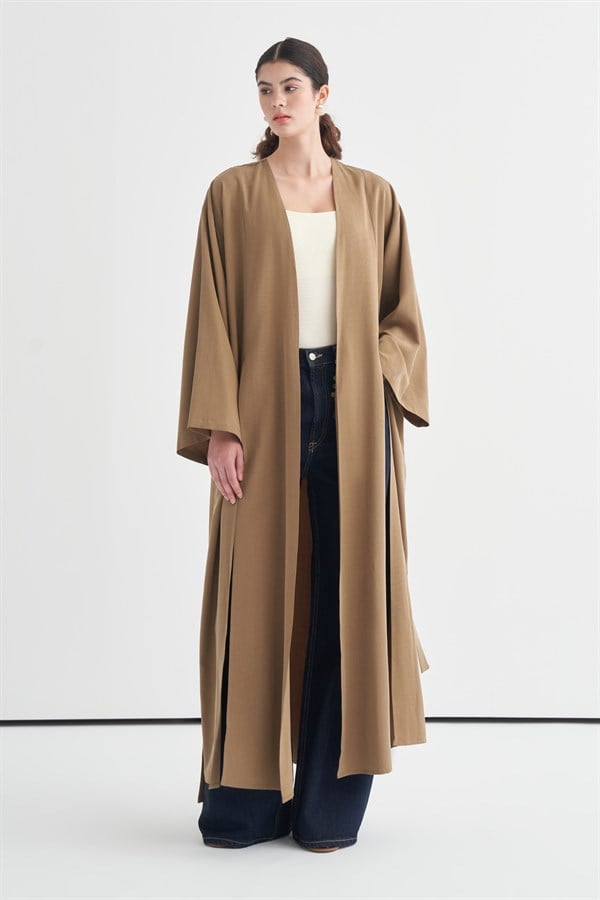 Daria Yırtmaç Detaylı Kimono Haki