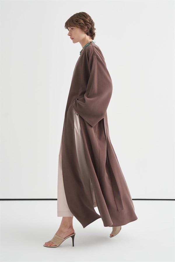 Daria Yırtmaç Detaylı Kimono Kahve