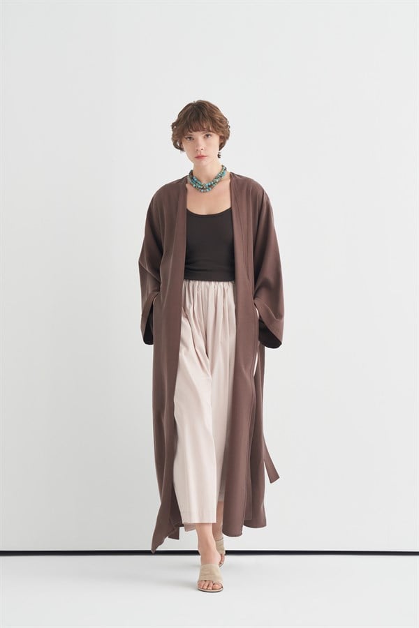 Daria Yırtmaç Detaylı Kimono Kahve