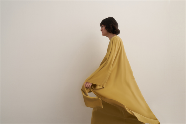 Dhiba Cupra Pelerinli İkili Elbise Takımı Sarı