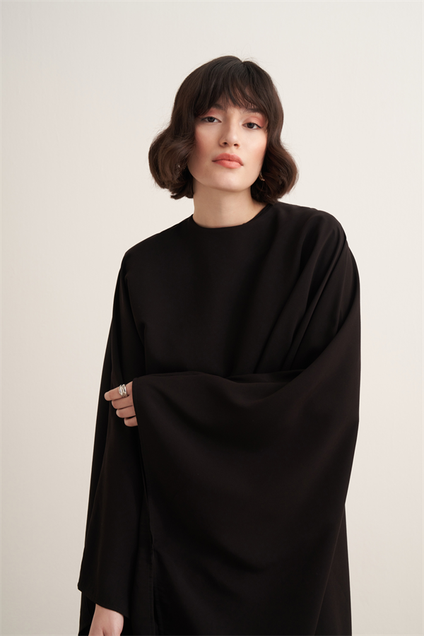 Dhiba Cupra Pelerinli İkili Elbise Takımı Siyah