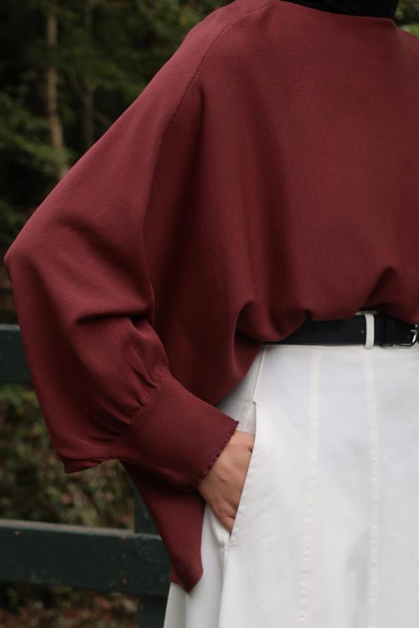 Elodie Triko Kazak Kızıl Kahve