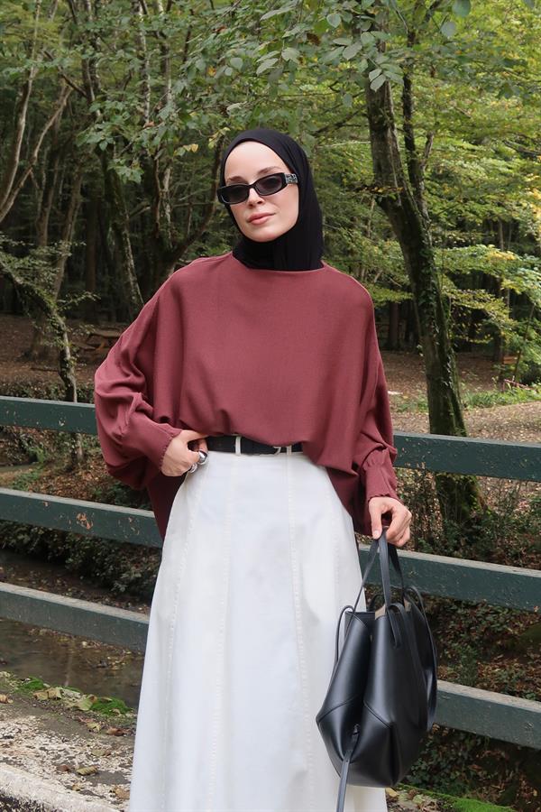 Elodie Triko Kazak Kızıl Kahve